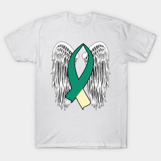 Winged Awareness Ribbon (Teal & Cream) T-Shirt